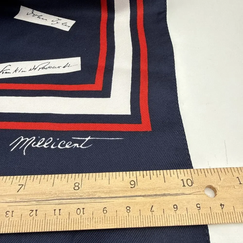 Presidents Signatures Bicentennial Patriot Scarf Red White Blue Italy 10